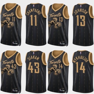 เสื้อกีฬาบาสเก็ตบอลแขนกุด ลาย HQ1 NBA Jersey Toronto Raptors Champagnie Mykhailiux Siakam Johnson QH1