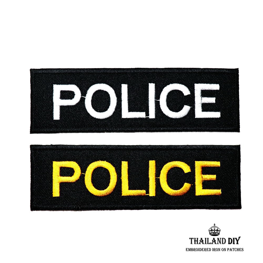 ตัวรีดติดเสื้อ งานปักตัวรีดเสื้อ ตำรวจ สัญลักษณ์ ตรา POLICE Iron on Patch DIY wop ตัวรีด อาร์ม ติดเส