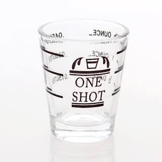 แก้วดีลิซิโอ้  One shot สเกลสีดำ  ถ้วยตวงแก้วก้นหนาเอสเพรสโซ่หนา/ถ้วยออนซ์แก้ว