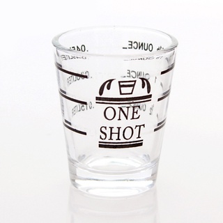 แก้วดีลิซิโอ้  One shot สเกลสีดำ  ถ้วยตวงแก้วก้นหนาเอสเพรสโซ่หนา/ถ้วยออนซ์แก้ว