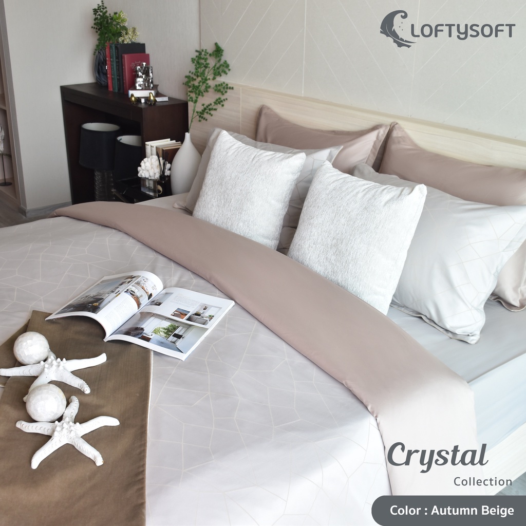LOFTYSOFT ชุดผ้าปูที่นอน 6ฟุตKING, 5ฟุตQUEEN, 3.5ฟุตSINGLE CottonSilk 550เส้นด้าย Crystal Collection