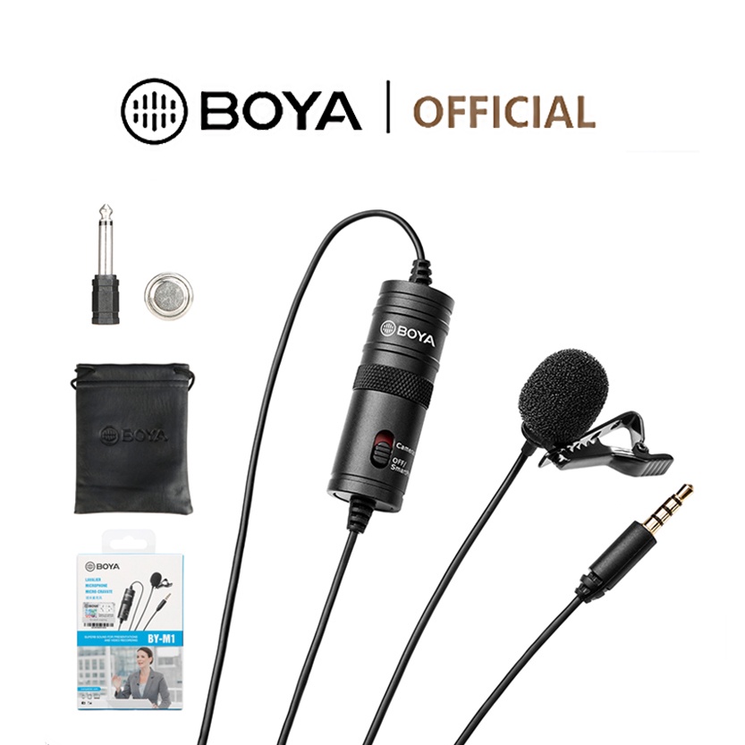 BOYA BY-M1 Lavalier Microphone Omnidirectional Clip-on Lapel Mic (6M) for Smartphone DSLR Vlog Camcorder Audio Recorder Live Streaming