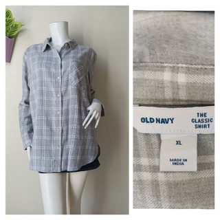 Old Navy เสื้อลายสก็อต สีเทา ผ้าคอตตอน  Size XL รอบอก  50 นิ้วค่ะ