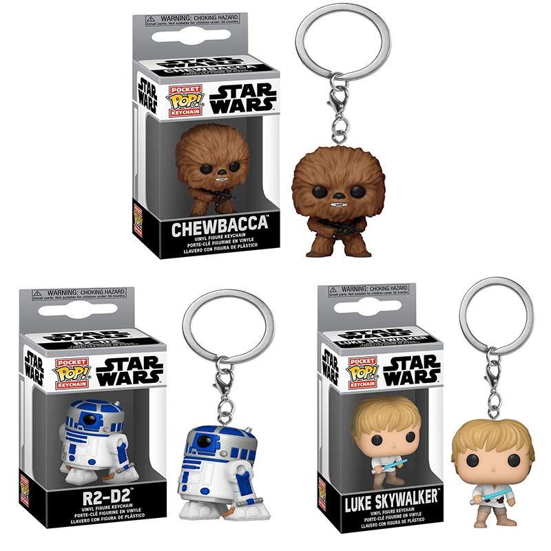 FUNKO ฟังโก้ป๊อป! Star WarsLuke Skywalker Chewbacca R2-D2 พวงกุญแจ Action Figure พวงกุญแจของเล่นตุ๊ก