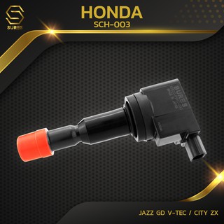 คอยล์จุดระเบิด HONDA - JAZZ GD V-TEC / CITY ZX / L15A-SCH-003 - SURES MADE IN JAPAN - คอยล์หัวเทียน ฮอนด้า แจ๊ส ซิตี้