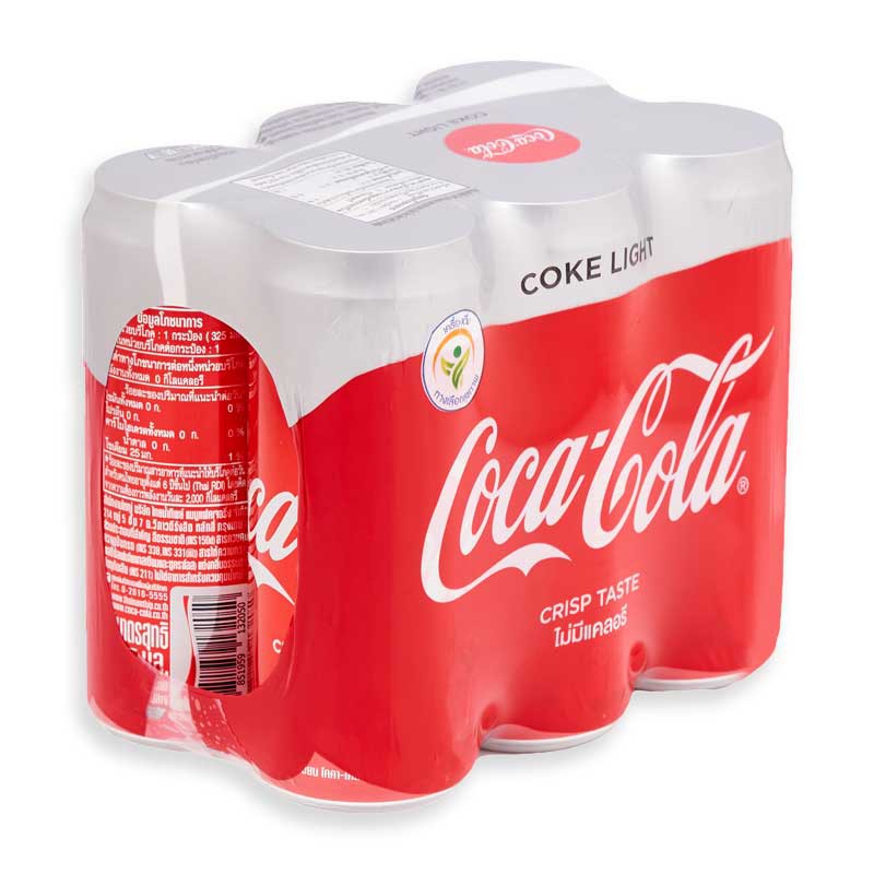 ส่งฟรี  COKE LIGHT โค้ก ไลท์ โค้กแคน ขนาด 325ml ยกแพ็ค 6กระป๋อง น้ำอัดลม COCA COLA CAN     ฟรีปลายทาง