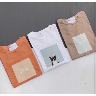 เสื้อยืดลายแมว คอตตอน100 (ใส่1ครั้งค่ะ)