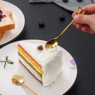 ช้อนกาแฟ 10คู่ 20คู่ ช้อน-ส้อม ช้อนสแตนเลสแท้ ทานขนมหวาน คนทานกาแฟ สีเงิน/สีทอง ด้ามใบไม้