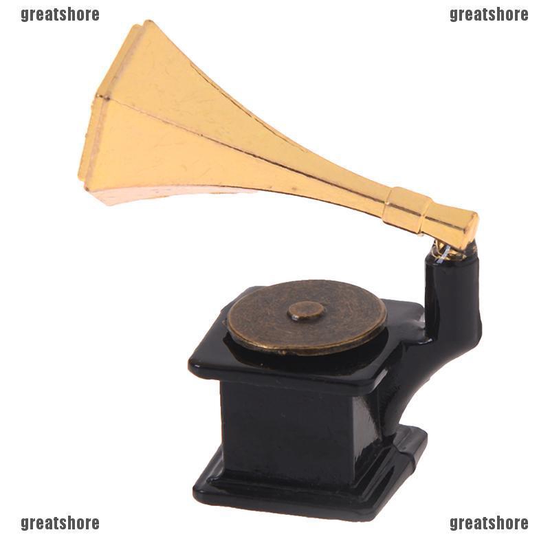 GRE112 Dollhouse miniature accessories vintage phonograph family furni ...