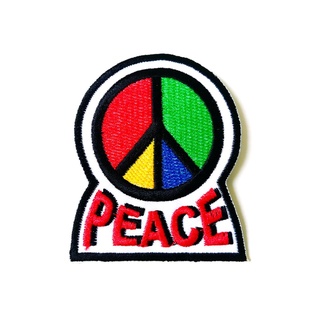 ตัวรีดสันติภาพ PEACE 4สี แดง เหลือง น้ำเงิน เขียว ไบค์เกอร์ งานเท่ห์ๆ ตัวรีด (Size M) อาร์มรีด อาร์มรีดติดเสื้อ