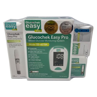 รับประกันตลอดอายุการใช้งานเครื่องตรวจน้ำตาลในเลือด GLUCOCHEK EASY PRO  แถมฟรี แถบตรวจ 25 ชิ้น+เข็ม 50 ชิ้น+ ปากกาเจาะเลื