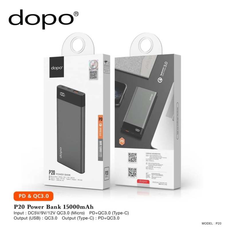 Dopo P20 15000mah/ PD &amp; QC3.0(red arrow right)Power Bank 15000mah