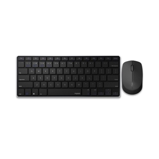 คีย์บอร์ดและเม้าส์ไร้สาย KEYBOARD &amp; MOUSE WIRELESS RAPOO KB-9000M-BK [TH/ENG] (KB-9000M-BK) BLACK