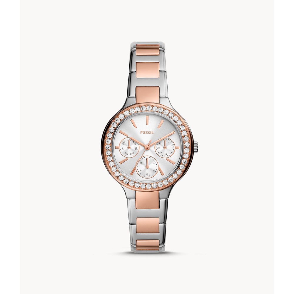 ✨สด-ผ่อน✨#Fossil BQ3704 Weslee Multifunction Two-Tone Stainless Steel Watch นาฬิกาข้อมือผู้หญิง