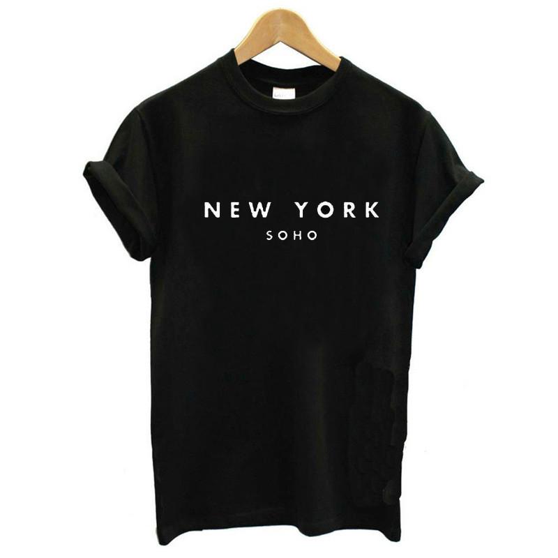 เสื้อยืด oversize แฟชั่นเกาหลี สไตล์เกาหลี NEW YORK SOHO Women Short Sleeve Fashion Casual T-shirt