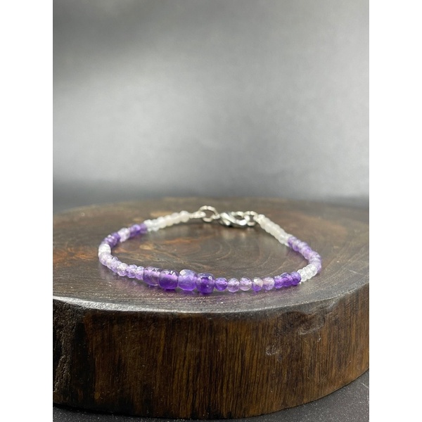 shaded Amethyst with box shape beads howlite bracelet กำไลฮาวไลท์