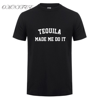 [S-5XL]เสื้อยืดแขนสั้นลําลอง ผ้าฝ้าย พิมพ์ลาย Omnitee TEQUILA made me do it สําหรับผู้ชาย