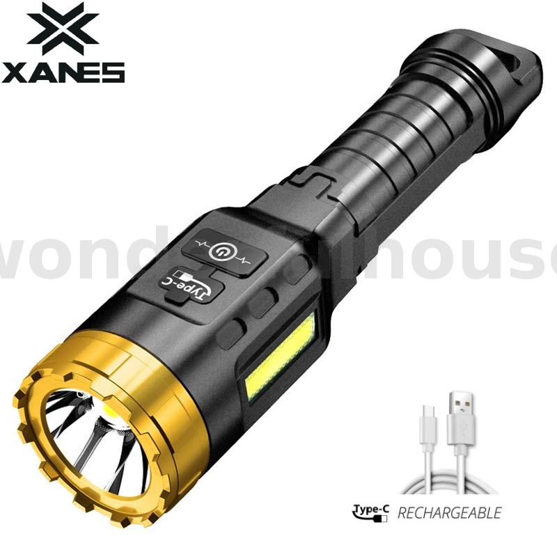 Xanes ไฟฉาย LED+cob ขนาดเล็ก แบบพกพา ชาร์จไฟได้