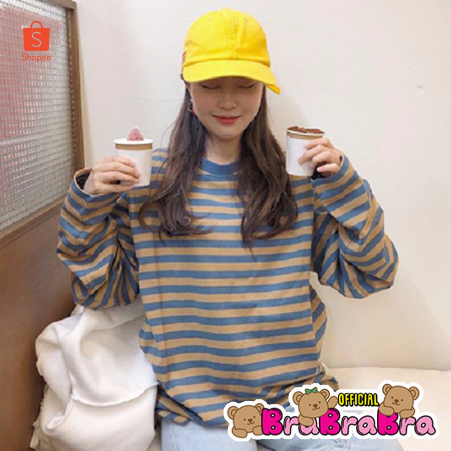 [ส่งจากไทย]    #f-006 M-2XL เสื้อแขนยาวผู้หญิง ลายทาง สไตล์เกาหลี