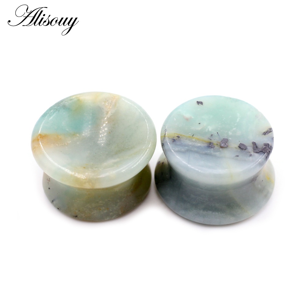 Alisouy 2 ชิ้น ผู้หญิง ผู้ชาย เว้า หินธรรมชาติ อุโมงค์หู รูปที่ 7