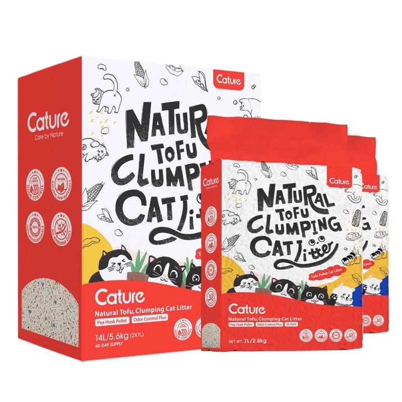**สูตรใหม่**Cature ทรายเต้าหู้อัจฉริยะ สูตรควบคุมกลิ่นและแอนตี้แบคทีเรีย กลิ่นนม 14 ลิตร