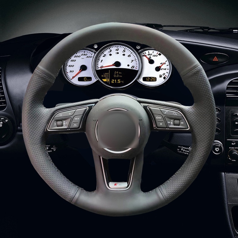 มาใหม่พวงมาลัยรถหนังเทียมสีดําสําหรับ Audi A1 (8X) Sportback A3 (8V) A4 (B9) Avant A5 (F5) Q2