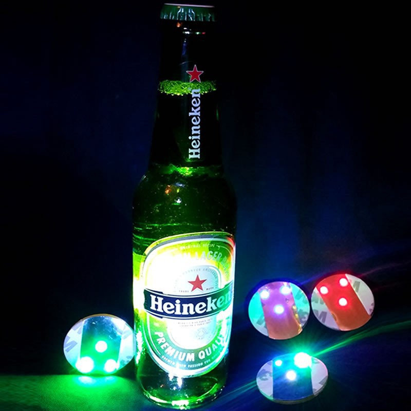 ที่วางแก้วมีไฟ LED ที่รองแก้วมีไฟ แบบแผ่นสติ๊กเกอร์ มีไฟ 4 ดวง