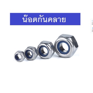 (10 ตัว) น็อต น๊อต ตัวเมียกันคลาย  หัวน็อต ล็อคกันคลาย  Nylon-Insert Lock Nut