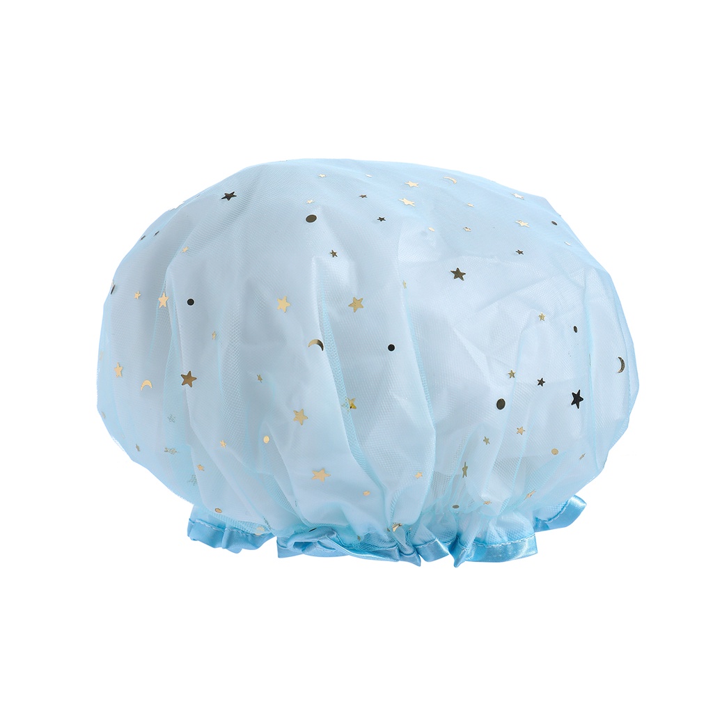 Jujiajia หมวกอาบน้ํา สองชั้น กันน้ํา ผู้หญิง หมวกอาบน้ํา หมวกสระผม น่ารัก กลิตเตอร์ ร้านทําผม หมวกยืดหยุ่น