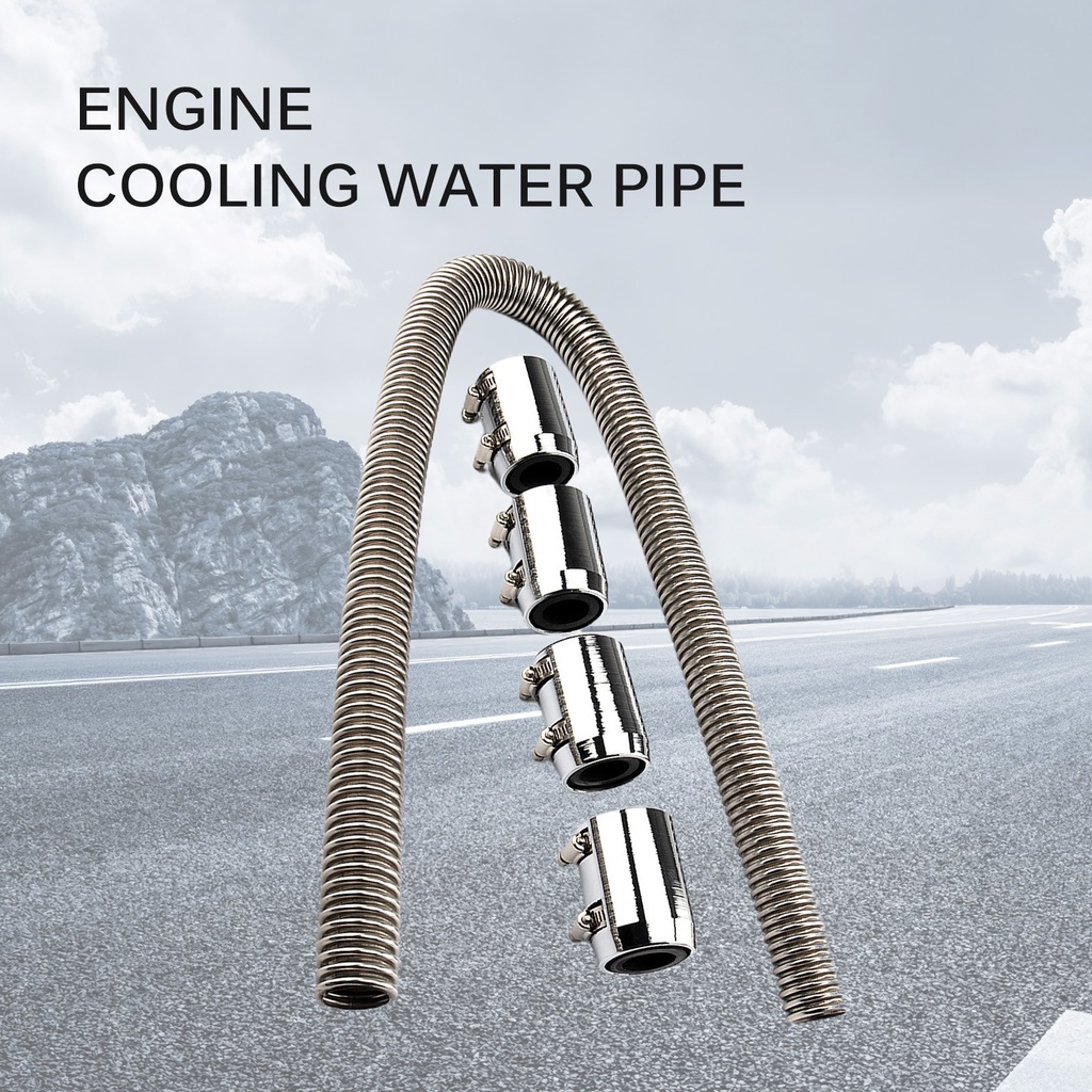 48 Inch Engine Cooling Radiator Stainless Steel Soft Water Pipe Flexible Coolant Water Hose with Caps Hose Clamp Kit