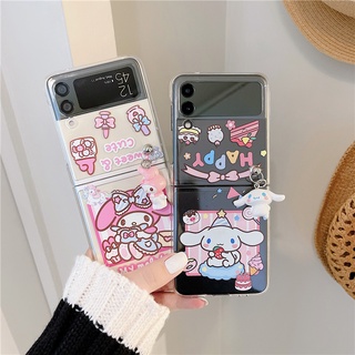 เคสโทรศัพท์มือถือ PC แข็ง แบบใส กันกระแทก ลายเมโลดี้ สําหรับ Samsung Galaxy Z Flip 5 5G Z Flip 4 Z Flip 3