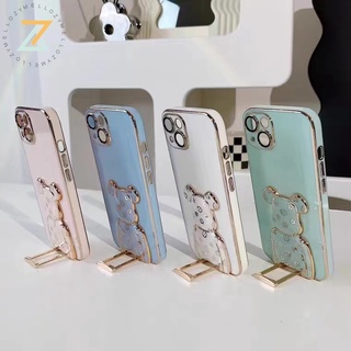 Zymello เคส Vivo Y20 Y17 Y12A Y12S Y11 Y12 Y15 Y12i Y91C Y93 V15 V17 V20 V21 Y51 2020 Y31 2021 ซองใส่โทรศัพท์ซิลิโคนหมี 6D ชุบไฟฟ้าหรูหรา