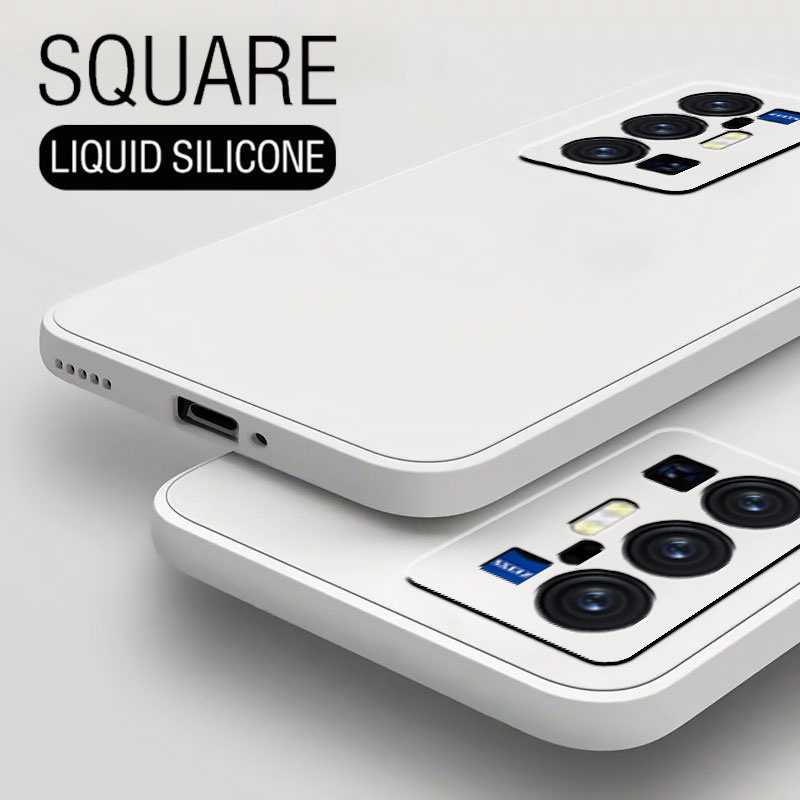 ลูกอมขอบตรงเคสซิลิโคนกันกระแทก VIVO X100 X80 X70 X60 X50 Pro Plus Pro + 4G 5G 2024
