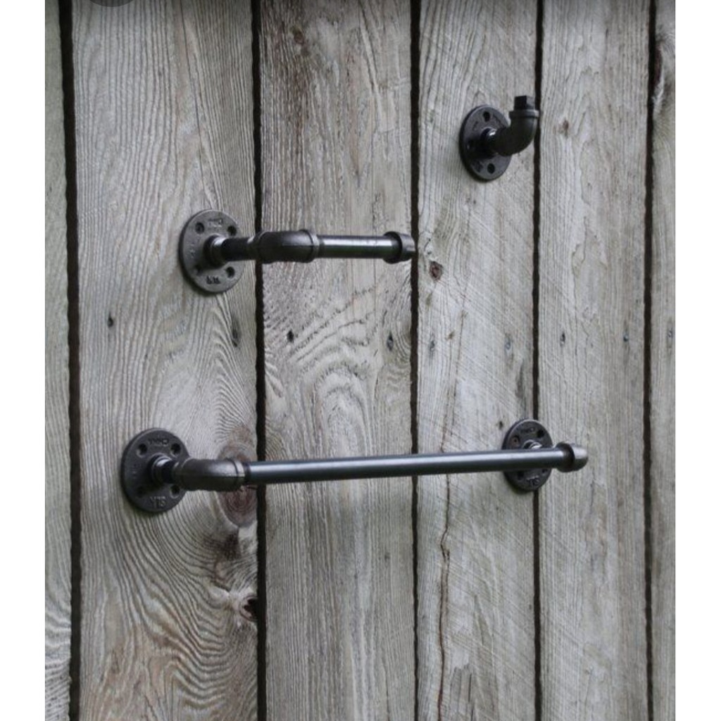 (ชุดคอมโบ)เหล็กชุบสังกะสีอุตสาหกรรม PIpe Creatif Loft Style ไม้แขวนเสื้อ