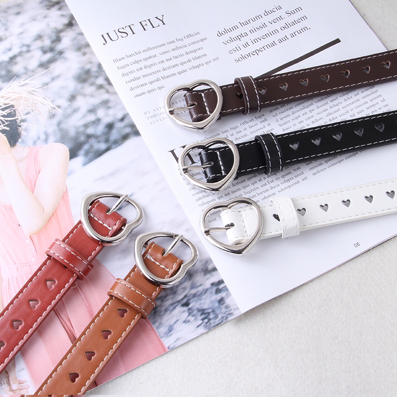 หญิง Hollow Love Hearts Buckle Simple All-match เข็มขัดแฟชั่นอินเทรนด์สไตล์อินบุคลิกภาพตกแต่งกางเกงยีนส์เข็มขัดหญิง