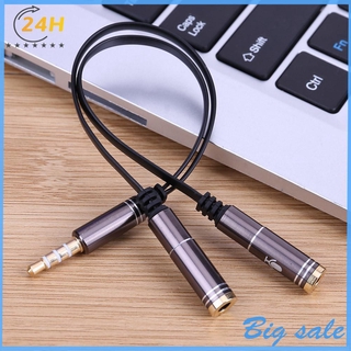 3 . 5 mm Stereo Audio Male To 2 Female หูฟังไมค์ Y Splitter อะแดปเตอร์สายเคเบิ้ล