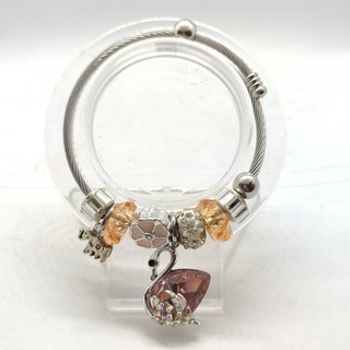 กำไลข้อมือสแตนเลสดีไซส์แพนโดร่าห้อยจี้หงส์ (จัดส่งฟรี)
