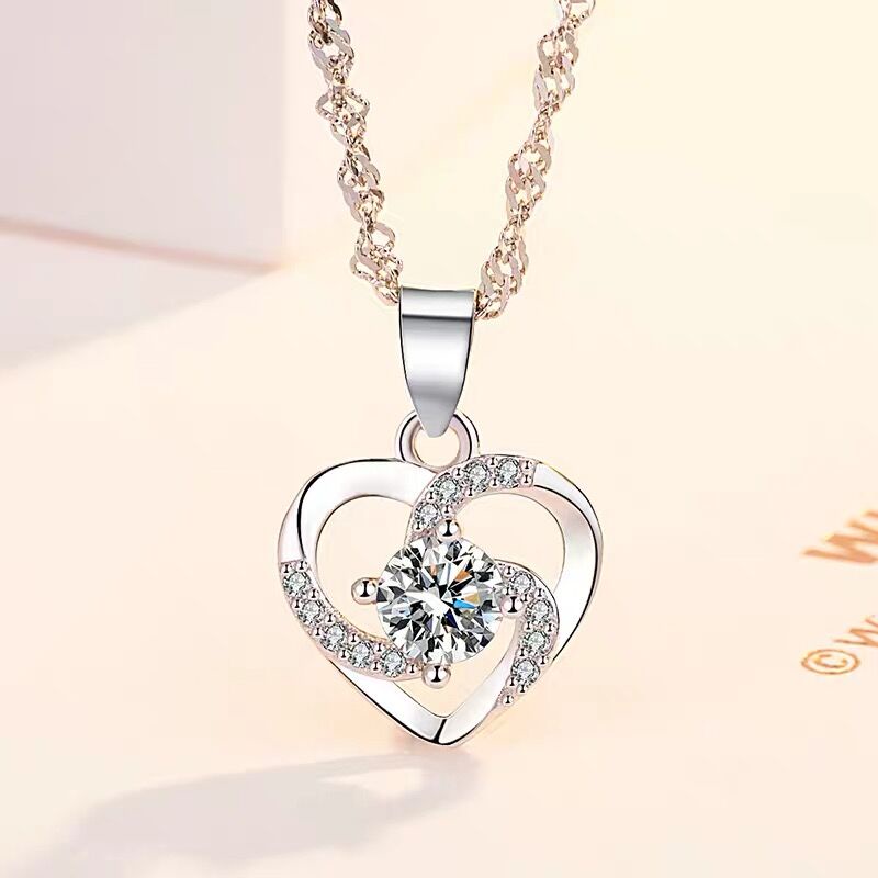 ☬Silver Necklace Female Four Leaf Clover Pendant Japanese and Korean