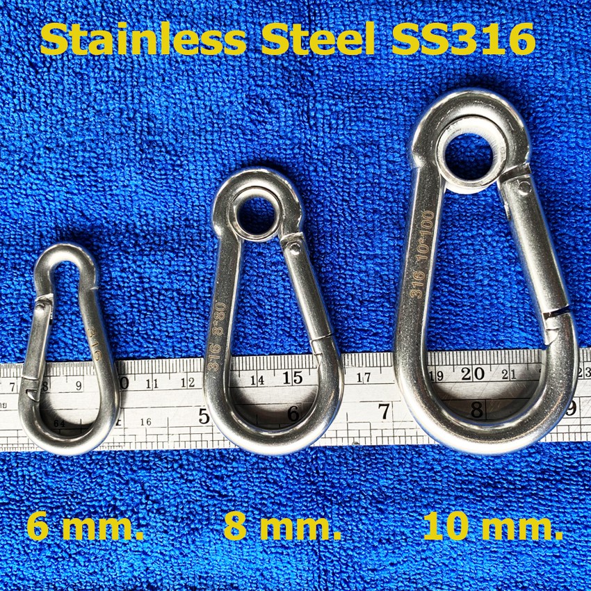 Spring Snap Hook Stainless steel SS316 Marine Grade  ห่วงแขวนพวงกุญแจแบบสปริง เปิด ปิด สแตนเลส316ขนาด 6-8-10 มิล | Shopee  Thailand