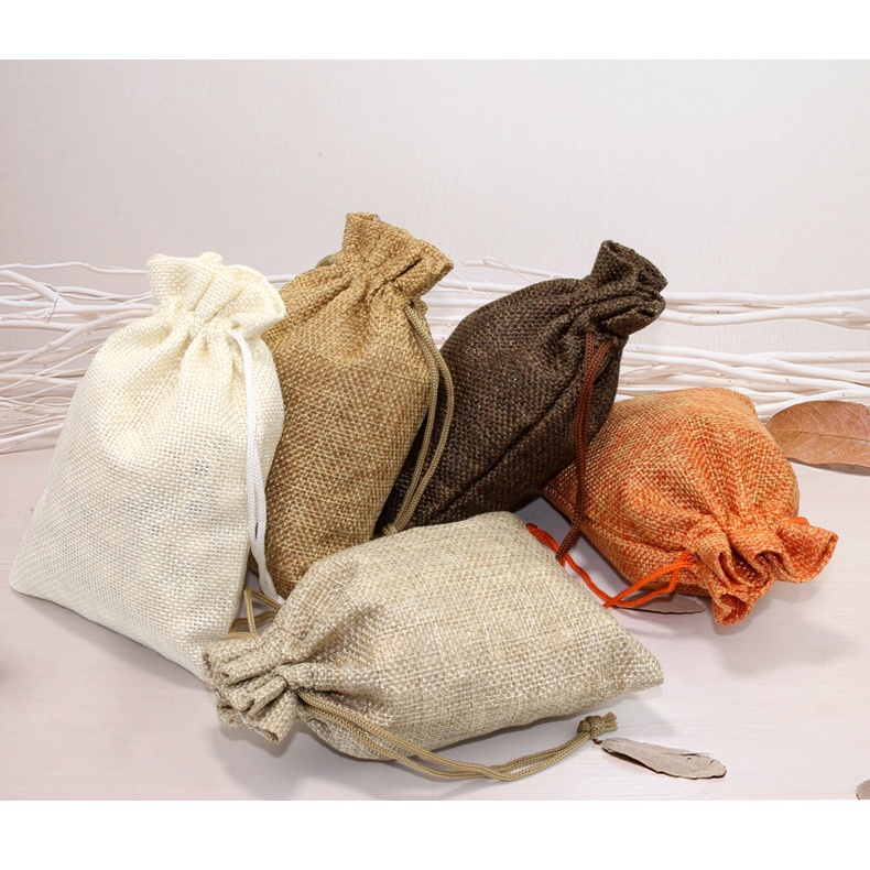 ถุงผ้า หูรูด ผ้ากระสอบ แพ็ค 10 ใบ ราคาถูก พร้อมส่ง มี 3 ขนาด พร้อมส่งจำนวนมาก