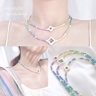 - PRIDE Choker🌈 สร้อยคอลูกปัดสีรุ้งพาสเทล จี้ลูกปัดดอกไม้ โชคเกอร์ลูกปัดเหมาะกับซัมเมอร์ ทะเล ได้ลุคสดใส~ -