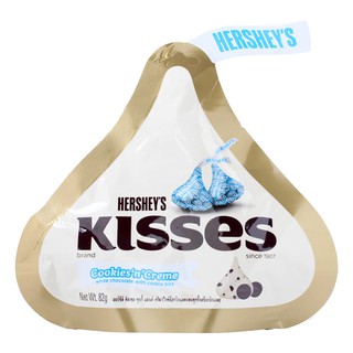 เฮอร์ชี่ส์คิสเซสช็อกโกแลตคุกกี้แอนด์ครีม 82กรัม Hersheys Kisses Chocolate Cookies and Cream 82g.