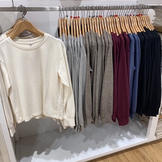 uniqlo 100% S M L XL เสื้อยืดแขนยาวผ้า soft knitted ไหมหรมนุ่มเบาสบายไม่หนัก ใส่สบายมาก ของแท้💯💯