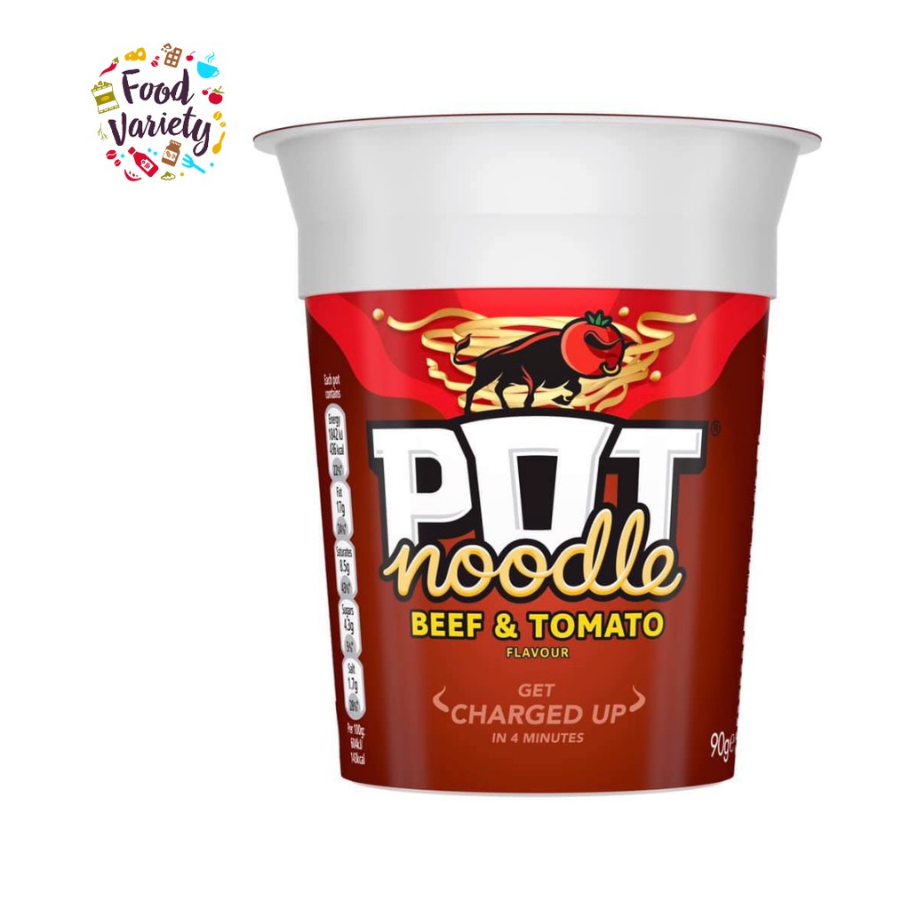 Pot Noodle Beef & Tomato Flavour 90g พ็อตนูดเดิล เนื้อวัวและมะเขือเทศ Flavour 90g
