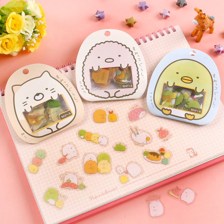 สติ๊กเกอร์ ลายสัตว์น่ารัก สำหรับตกแต่งสมุดไดอารี่ 50 ชิ้น