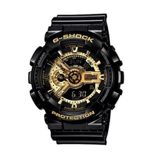 Casio G-Shock นาฬิกาข้อมือผู้ชาย สีดำ/สีทอง สายเรซิ่น รุ่น GA-110GB-1A