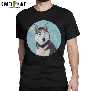 เสื้อยืดแขนสั้น คอกลม ผ้าฝ้ายแท้ พิมพ์ลาย Mr Siberian Husky น่ารัก สําหรับผู้ชาย ไซบีเรียน ไซบีเรียน ไซซ์ 4XL 5XLS-5XL