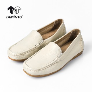 ส่งฟรี!! Taminto รองเท้าผู้หญิง หนังแท้ ส้นแบน ทรงโลฟเฟอร์ พื้นนิ่ม เบา ใส่สบาย W1808 Womens Leather Moccasin Loafers