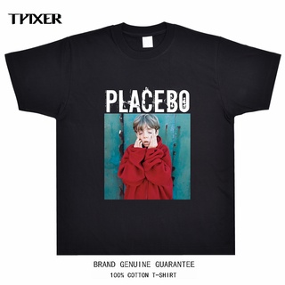 เสื้อยืดคอกลมPlaceboplacebo Rock Band เสื้อยืดแขนสั้นพิมพ์ลายทรงหลวมสําหรับผู้ชายและผู้หญิงS-3XL