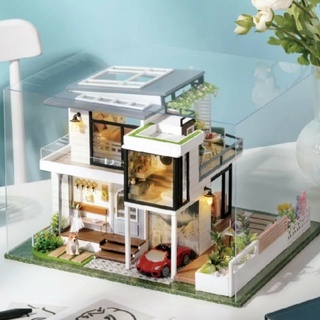 พร้อมส่ง บ้านตุ๊กตา DIY West Creek House มีฝาครอบกันฝุ่น